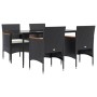 Juego de comedor de jardín 5 piezas con cojines negro by , Garden sets - Ref: Foro24-3156640, Price: 332,87 €, Discount: %