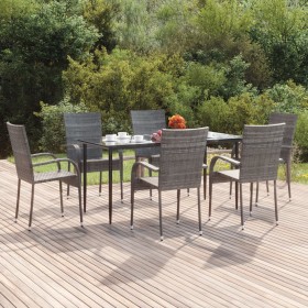 Juego de comedor de jardín 7 piezas ratán sintético gris de , Conjuntos de jardín - Ref: Foro24-3156677, Precio: 403,80 €, De...