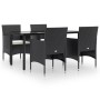 Juego de comedor de jardín 5 piezas con cojines negro by , Garden sets - Ref: Foro24-3156600, Price: 328,82 €, Discount: %