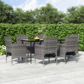 Juego de comedor de jardín 7 piezas con cojines gris y negro de , Conjuntos de jardín - Ref: Foro24-3156621, Precio: 463,54 €...