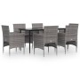 Juego de comedor de jardín 7 piezas con cojines gris y negro von , Gartensets - Ref: Foro24-3156621, Preis: 463,54 €, Rabatt: %