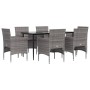 Juego de comedor de jardín 7 piezas con cojines gris y negro von , Gartensets - Ref: Foro24-3156621, Preis: 463,54 €, Rabatt: %