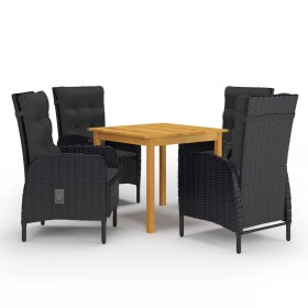 Juego de comedor de jardín de 5 piezas negro de vidaXL, Conjuntos de jardín - Ref: Foro24-3067682, Precio: 577,53 €, Descuent...