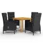 Juego de comedor de jardín de 5 piezas negro de vidaXL, Conjuntos de jardín - Ref: Foro24-3067682, Precio: 668,68 €, Descuent...