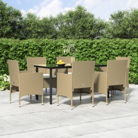 Juego de comedor de jardín 7 piezas con cojines beige y negro by , Garden sets - Ref: Foro24-3156609, Price: 522,66 €, Discou...