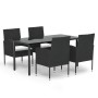 Set de muebles jardín 5 pzas con cojines ratán sintético negro von , Gartensets - Ref: Foro24-3156766, Preis: 303,98 €, Rabat...