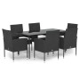 Set de comedor de jardín 7 pzas y cojines ratán sintético negro by , Garden sets - Ref: Foro24-3156779, Price: 380,87 €, Disc...