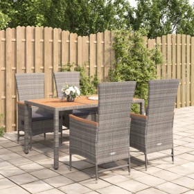 Set comedor de jardín 5 piezas con cojines ratán sintético gris de , Conjuntos de jardín - Ref: Foro24-3157549, Precio: 675,7...