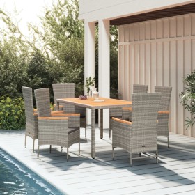 Set comedor jardín 7 pzas y cojines ratán sintético gris de , Conjuntos de jardín - Ref: Foro24-3157540, Precio: 689,93 €, De...