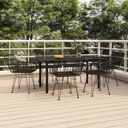 Juego de comedor de jardín 7 piezas ratán sintético negro by , Garden sets - Ref: Foro24-3157870, Price: 563,98 €, Discount: %