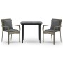 Set comedor jardín 3 pzas y cojines ratán sintético negro gris by , Garden sets - Ref: Foro24-3185101, Price: 208,89 €, Disco...