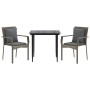 Set comedor jardín 3 pzas y cojines ratán sintético negro gris by , Garden sets - Ref: Foro24-3185101, Price: 208,89 €, Disco...
