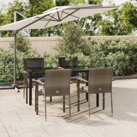 Set comedor jardín 5 pzas y cojines ratán sintético negro gris von , Gartensets - Ref: Foro24-3185115, Preis: 389,09 €, Rabat...