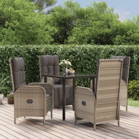 Set comedor jardín 5 pzas y cojines ratán sintético negro gris de , Conjuntos de jardín - Ref: Foro24-3185205, Precio: 574,92 €