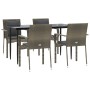 Set comedor jardín 5 pzas y cojines ratán sintético negro gris by , Garden sets - Ref: Foro24-3185103, Price: 384,85 €, Disco...