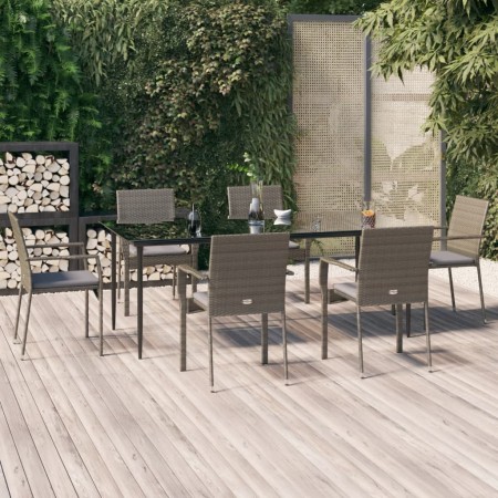 Set comedor jardín 7 pzas y cojines ratán sintético negro gris von , Gartensets - Ref: Foro24-3185129, Preis: 550,78 €, Rabat...