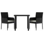 Set comedor de jardín 3 pzas con cojines ratán sintético negro de , Conjuntos de jardín - Ref: Foro24-3185155, Precio: 181,35...