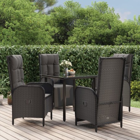 Set de muebles jardín 5 pzas con cojines ratán sintético negro by , Garden sets - Ref: Foro24-3185195, Price: 552,53 €, Disco...