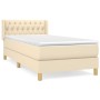 Cama box spring con colchón tela color crema 90x200 cm
