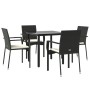 Set de muebles jardín 5 pzas con cojines ratán sintético negro by , Garden sets - Ref: Foro24-3185120, Price: 349,21 €, Disco...