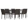 Juego comedor jardín 7 piezas y cojines ratán sintético y acero von , Gartensets - Ref: Foro24-3186949, Preis: 497,48 €, Raba...