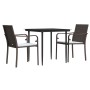 Juego comedor jardín 3 piezas y cojines ratán sintético y acero von , Gartensets - Ref: Foro24-3186937, Preis: 202,95 €, Raba...