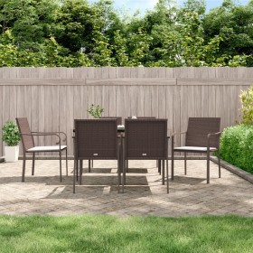 Juego comedor jardín 7 piezas y cojines ratán sintético y acero von , Gartensets - Ref: Foro24-3186942, Preis: 406,55 €, Raba...