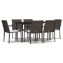 Juego comedor jardín 7 piezas y cojines ratán sintético y acero von , Gartensets - Ref: Foro24-3186942, Preis: 406,55 €, Raba...