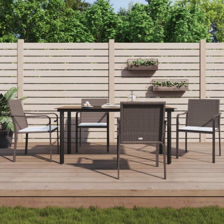 Juego comedor jardín 5 piezas y cojines ratán sintético y acero von , Gartensets - Ref: Foro24-3186961, Preis: 321,50 €, Raba...