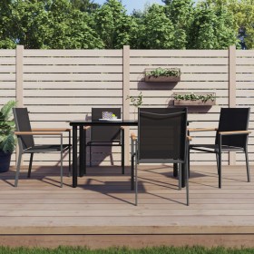 Juego de comedor para jardín 5 piezas acero y textilene negro de , Conjuntos de jardín - Ref: Foro24-3187043, Precio: 303,98 ...