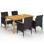 Black 5-Piece Garden Dining Set by vidaXL, Garden sets - Ref: Foro24-3067769, Price: 377,68 €, Discount: %