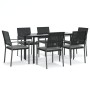 Juego comedor jardín 7 piezas y cojines ratán sintético y acero de , Conjuntos de jardín - Ref: Foro24-3187022, Precio: 367,50 €