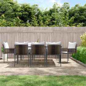 Juego comedor jardín 9 piezas y cojines ratán sintético y acero von , Gartensets - Ref: Foro24-3187062, Preis: 761,03 €, Raba...
