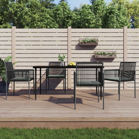 Set comedor jardín 5 pzas y cojines acero ratán sintético negro by , Garden sets - Ref: Foro24-3187069, Price: 410,40 €, Disc...