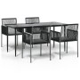 Set comedor jardín 5 pzas y cojines acero ratán sintético negro by , Garden sets - Ref: Foro24-3187069, Price: 410,40 €, Disc...