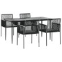 Set comedor jardín 5 pzas y cojines acero ratán sintético negro by , Garden sets - Ref: Foro24-3187069, Price: 410,40 €, Disc...