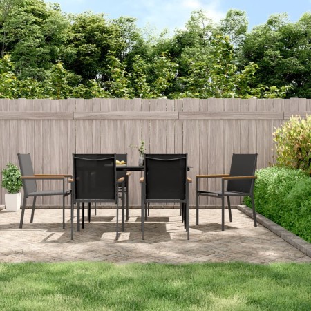 Juego de comedor para jardín 7 piezas acero y textilene negro by , Garden sets - Ref: Foro24-3187036, Price: 406,44 €, Discou...