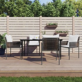 Juego comedor jardín 5 piezas y cojines ratán sintético y acero by , Garden sets - Ref: Foro24-3187057, Price: 423,74 €, Disc...