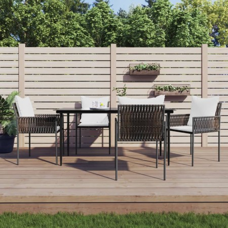 Juego comedor jardín 5 piezas y cojines ratán sintético y acero von , Gartensets - Ref: Foro24-3187057, Preis: 423,74 €, Raba...