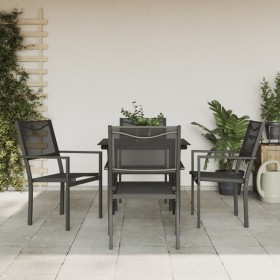 Juego de comedor para jardín 5 piezas acero y textilene negro von , Gartensets - Ref: Foro24-3200719, Preis: 297,90 €, Rabatt: %