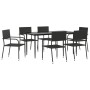 Juego de comedor de jardín 7 pzas ratán sintético y acero negro by , Garden sets - Ref: Foro24-3203277, Price: 321,63 €, Disc...