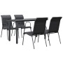 Juego de comedor para jardín 5 piezas acero y textilene negro