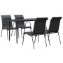 Juego de comedor para jardín 5 piezas acero y textilene negro de , Conjuntos de jardín - Ref: Foro24-3200704, Precio: 226,09 €