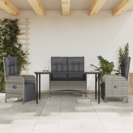 Juego de comedor de jardín 4 piezas con cojines ratán PE gris von , Gartensets - Ref: Foro24-3203504, Preis: 543,12 €, Rabatt: %