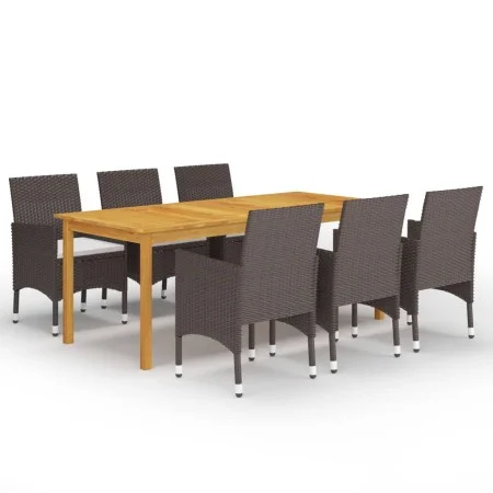 Juego de comedor de jardín de 7 piezas marrón de vidaXL, Conjuntos de jardín - Ref: Foro24-3067858, Precio: 617,48 €, Descuen...