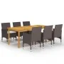 Juego de comedor de jardín de 7 piezas marrón de vidaXL, Conjuntos de jardín - Ref: Foro24-3067858, Precio: 617,48 €, Descuen...