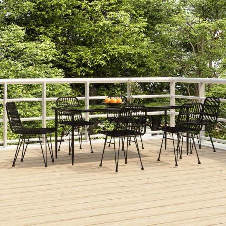 Juego de comedor de jardín 7 piezas ratán sintético negro by , Garden sets - Ref: Foro24-3157885, Price: 683,31 €, Discount: %