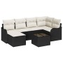 Conjunto de sofá de jardín con cojín 7 pcs Negro Poliratán