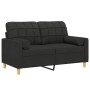 Sofá de 2 plazas con cojines tela negro 120 cm by , Sofas - Ref: Foro24-3200778, Price: 218,94 €, Discount: %