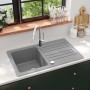 Fregadero reversible gris de granito de una cubeta con escurridor by , Sinks - Ref: Foro24-141670, Price: 187,85 €, Discount: %